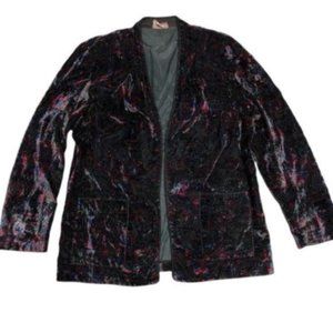 TanJay Vintage Velour blazer / Jacket Geometric Jewel Toned Size large